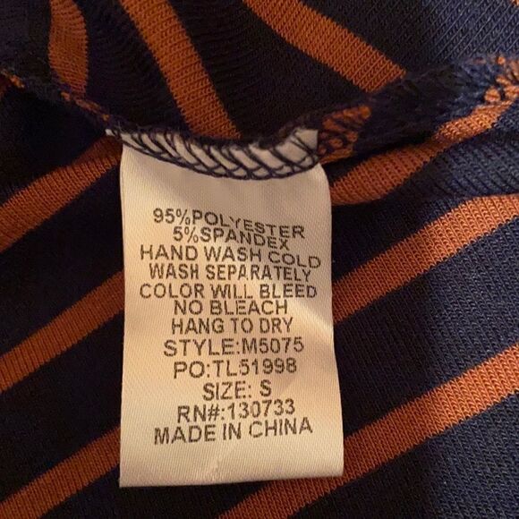 Umgee dress striped navy blue brown pockets Sz Small FIRM on PRICE NWT - Picture 3 of 3